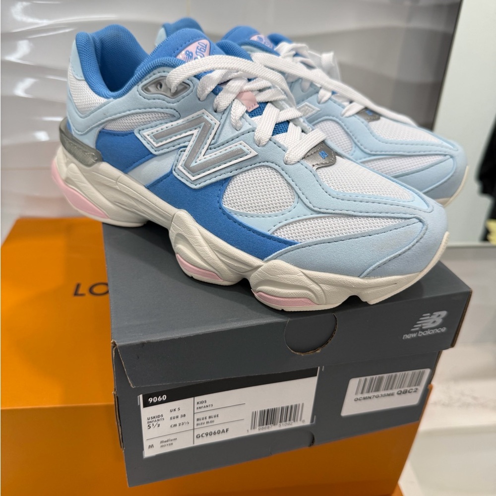 New Balance 9060 Light Blue and White Athletic Shoes